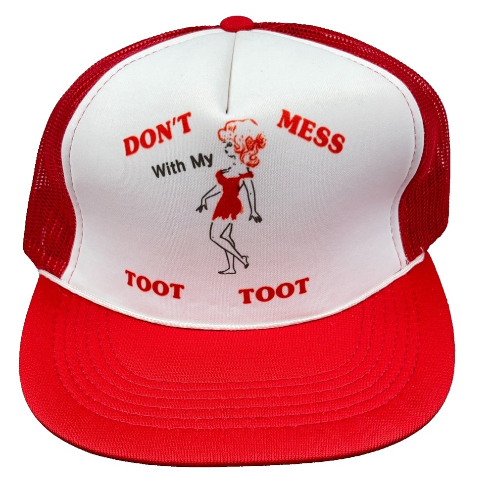 Vintage Funny Saying Trucker Hat Cap Snapback 90s Joke Comedy Red Toot Toot